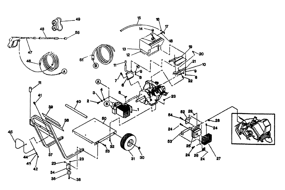 Pressure Washer And Cradle No. 91855 Diagram and Parts List for 9761-0  Briggs and Stratton Pressure Washer
